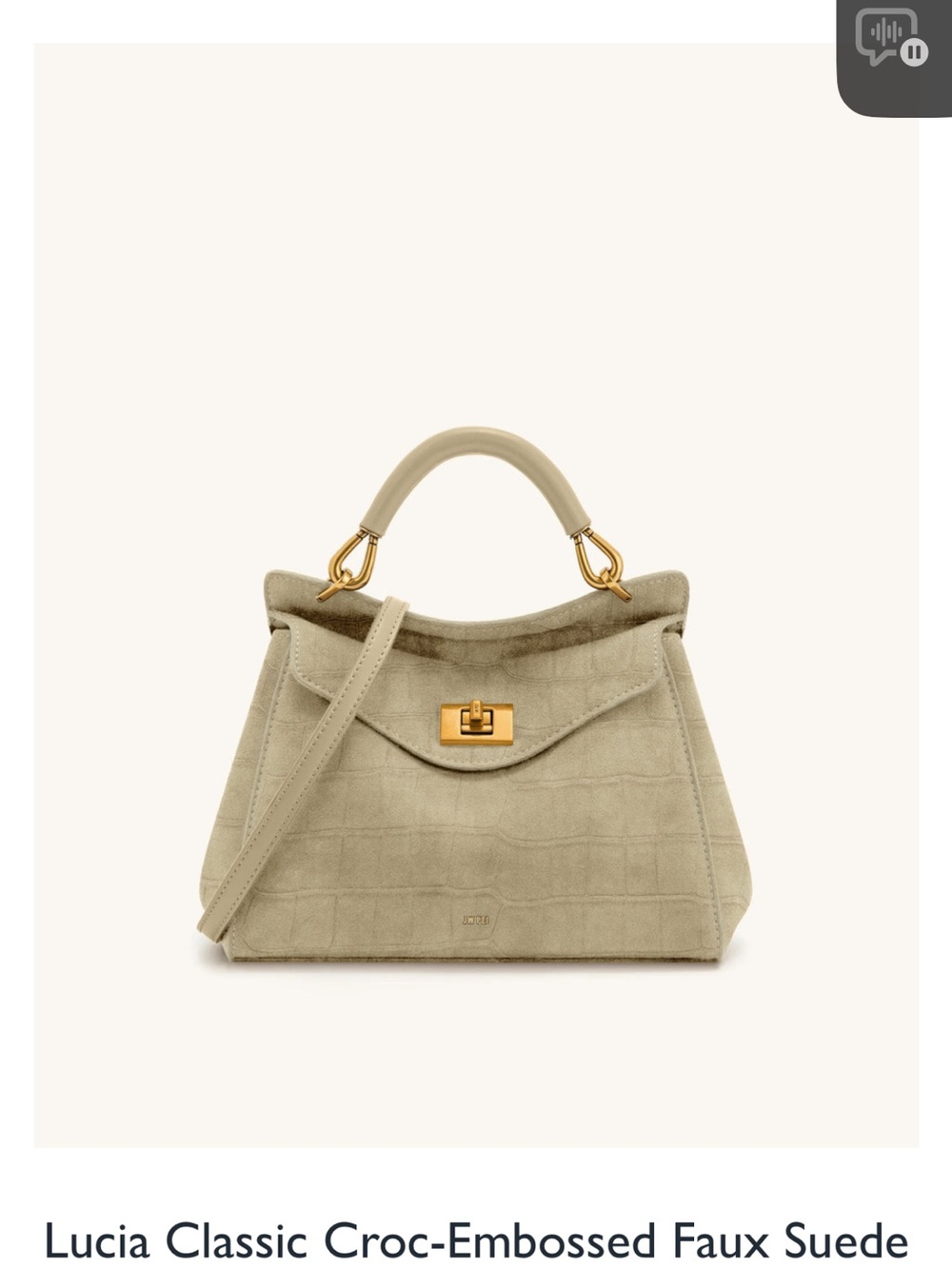 JW PEI Lucia Classic Croc-Embossed Top Handle Bag - Light Olive